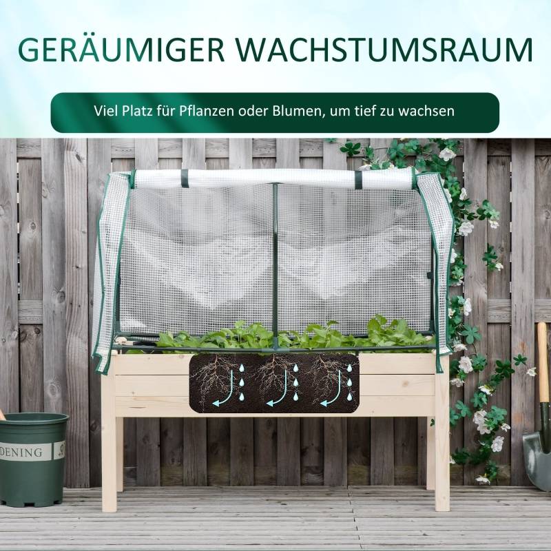 Carré potager sur pied bois avec serre balcon protection climat 121x55x117cm - ComfortXL Outdoor Living - Image 7