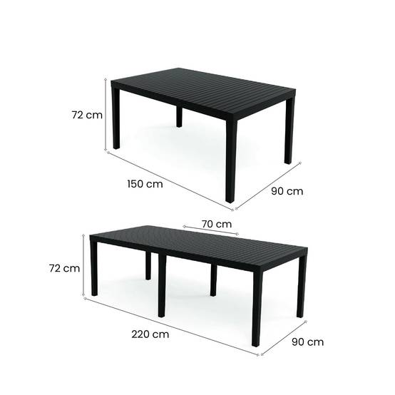 Dmora - Table d'extérieur Dmica, Etagère à manger rectangulaire extensible, Table de jardin extensible, 100% Made in Italy, 150x90h72 cm, Anthracite - Dmora - Image 3