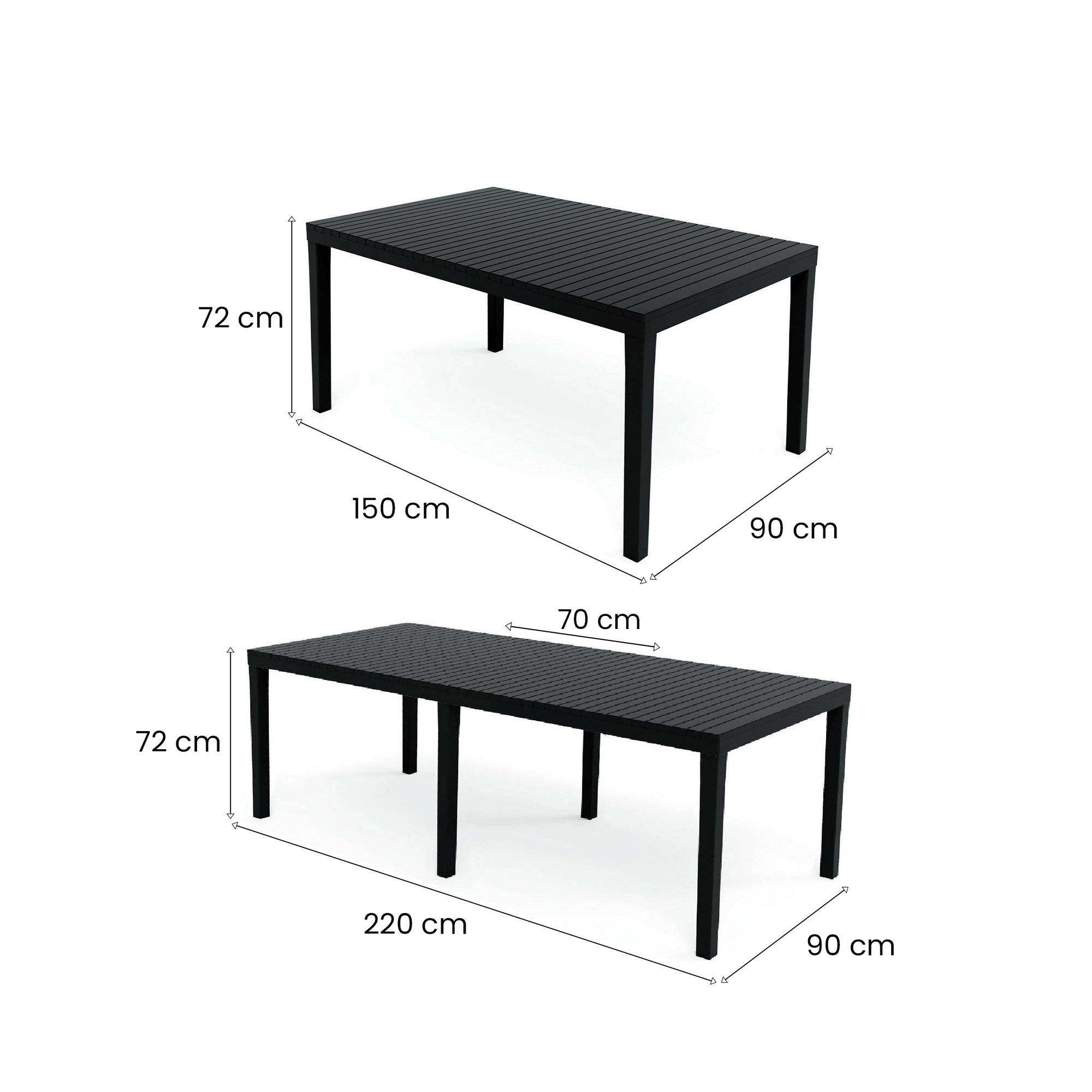 Dmora - Table d'extérieur Dmica, Etagère à manger rectangulaire extensible, Table de jardin extensible, 100% Made in Italy, 150x90h72 cm, Anthracite - Dmora - Image 3