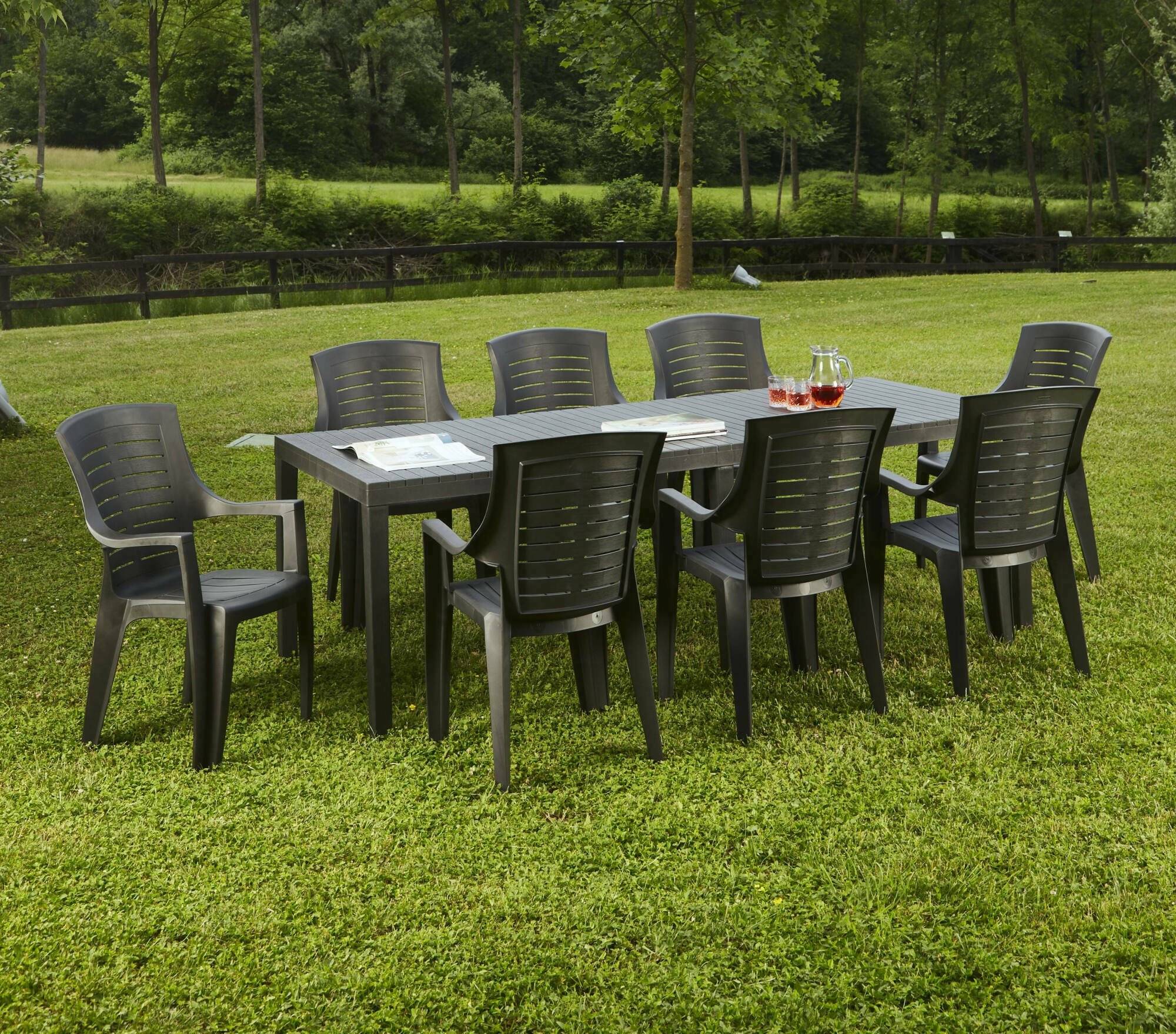 Dmora - Table d'extérieur Dmica, Etagère à manger rectangulaire extensible, Table de jardin extensible, 100% Made in Italy, 150x90h72 cm, Anthracite - Dmora - Image 2