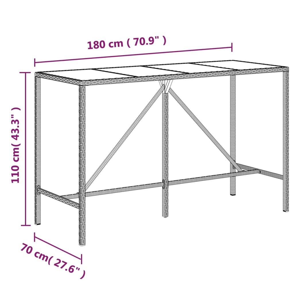 Helloshop26 - Ensemble de bar de jardin meuble extérieur terrasse 9 pièces noir poly rotin/bois massif acacia - Image 5