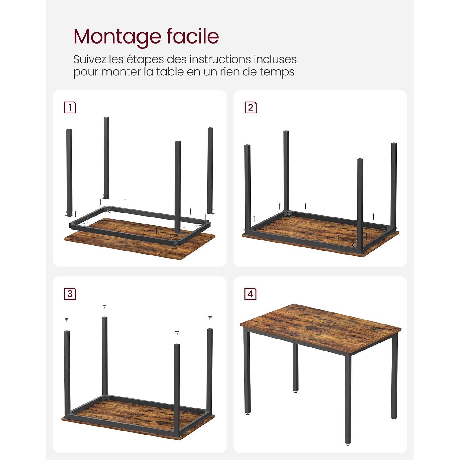 Helloshop26 - Table de bar table de cuisine 70 x 110 x 77 cm table à manger pour 4 personnes table de salon bureau pour salle à manger cuisine style industriel mar - Image 6