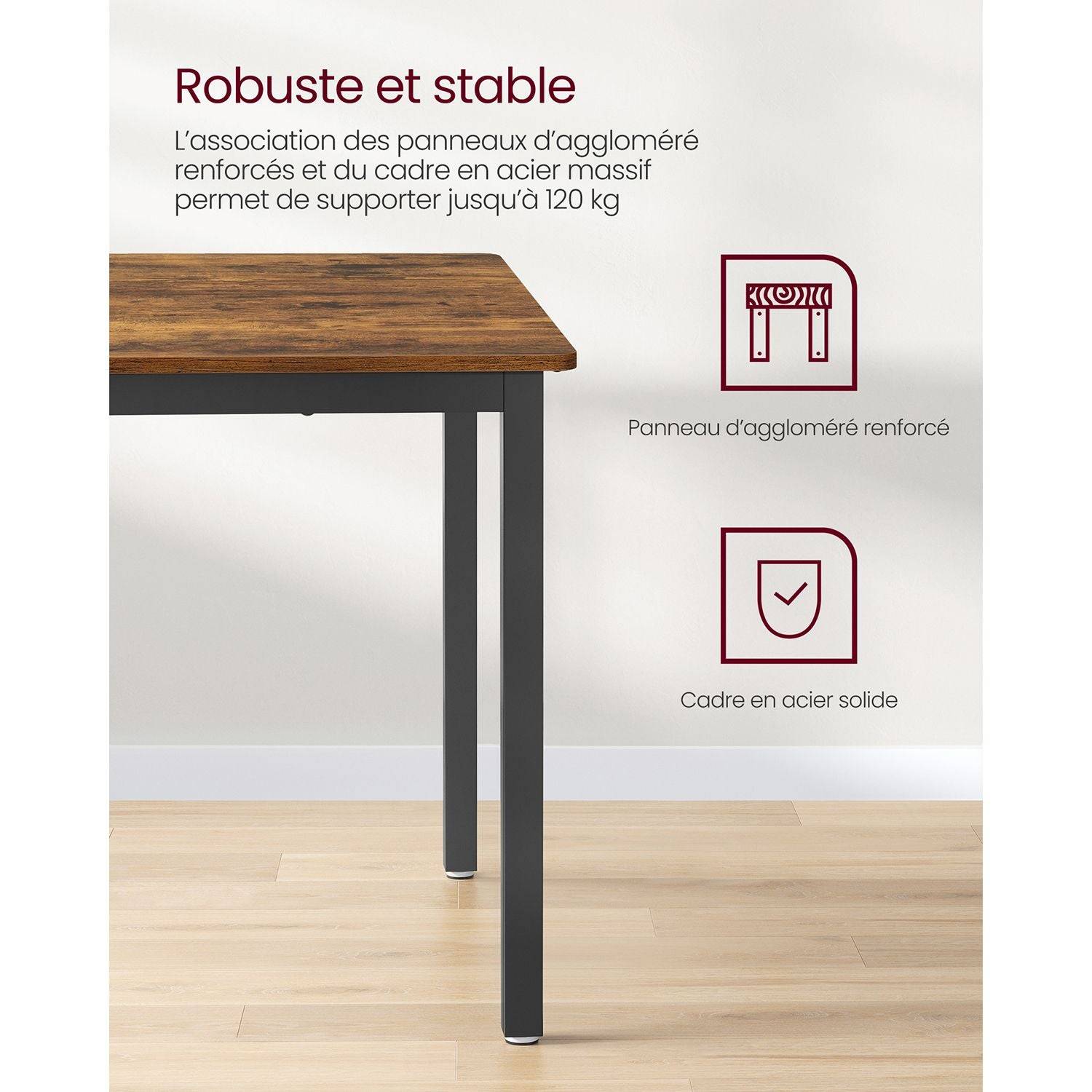 Helloshop26 - Table de bar table de cuisine 70 x 110 x 77 cm table à manger pour 4 personnes table de salon bureau pour salle à manger cuisine style industriel mar - Image 2