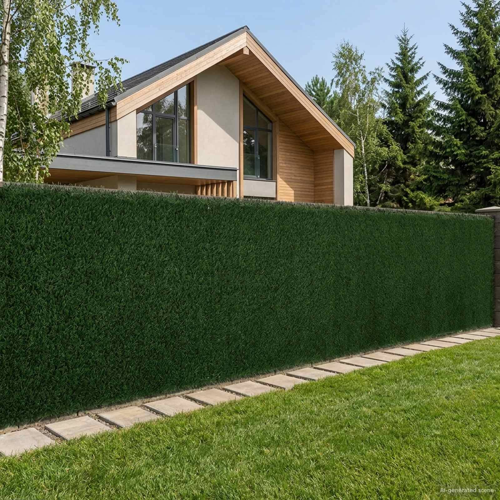 Clôture artificielle PVC et acier vert foncé 400 x 150 cm - PANGIVO