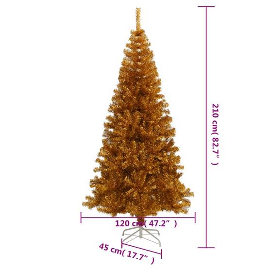 Vidaxl - Sapin de Noël artificiel avec support Doré 210 cm PET vidaXL 321011 - Image 3
