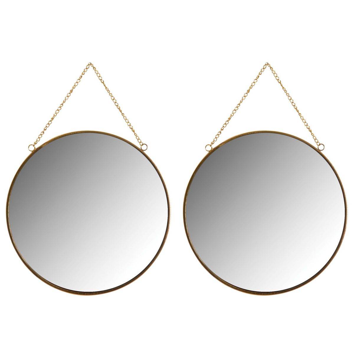 Aubry Gaspard - Miroir rond en métal laqué doré (Lot de 2) - Image 1