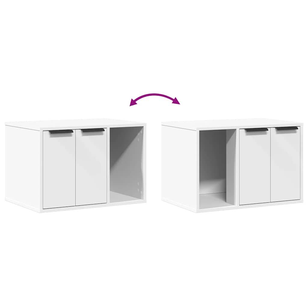 Meuble de bac à litière pour chat bois d'ingénierie blanc 60 x 40 x 40 cm - PANGIVO - Image 8