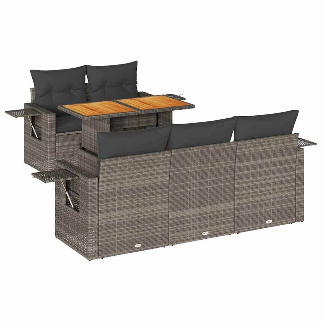 ComfortXL - Salon de jardin 5 places gris résine tressée avec table bois relevable et rangement modulable – ComfortXL Outdoor Living - Image 2