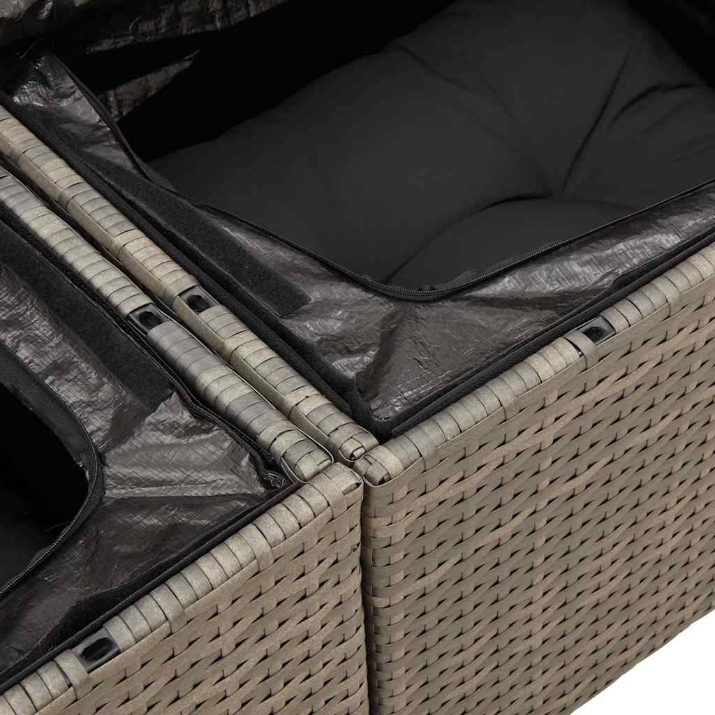 ComfortXL - Salon de jardin 5 places gris résine tressée avec table bois relevable et rangement modulable – ComfortXL Outdoor Living - Image 4