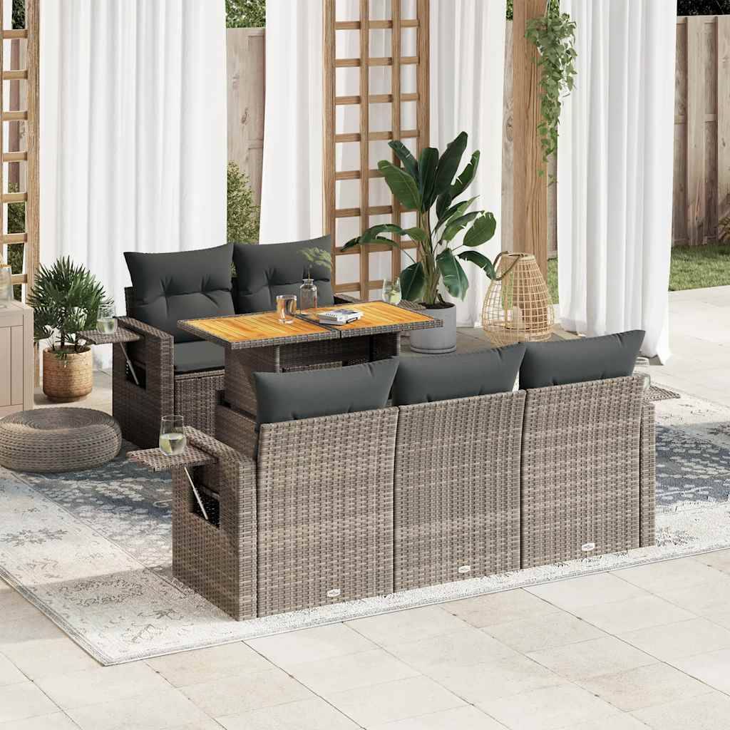 ComfortXL - Salon de jardin 5 places gris résine tressée avec table bois relevable et rangement modulable – ComfortXL Outdoor Living - Image 1