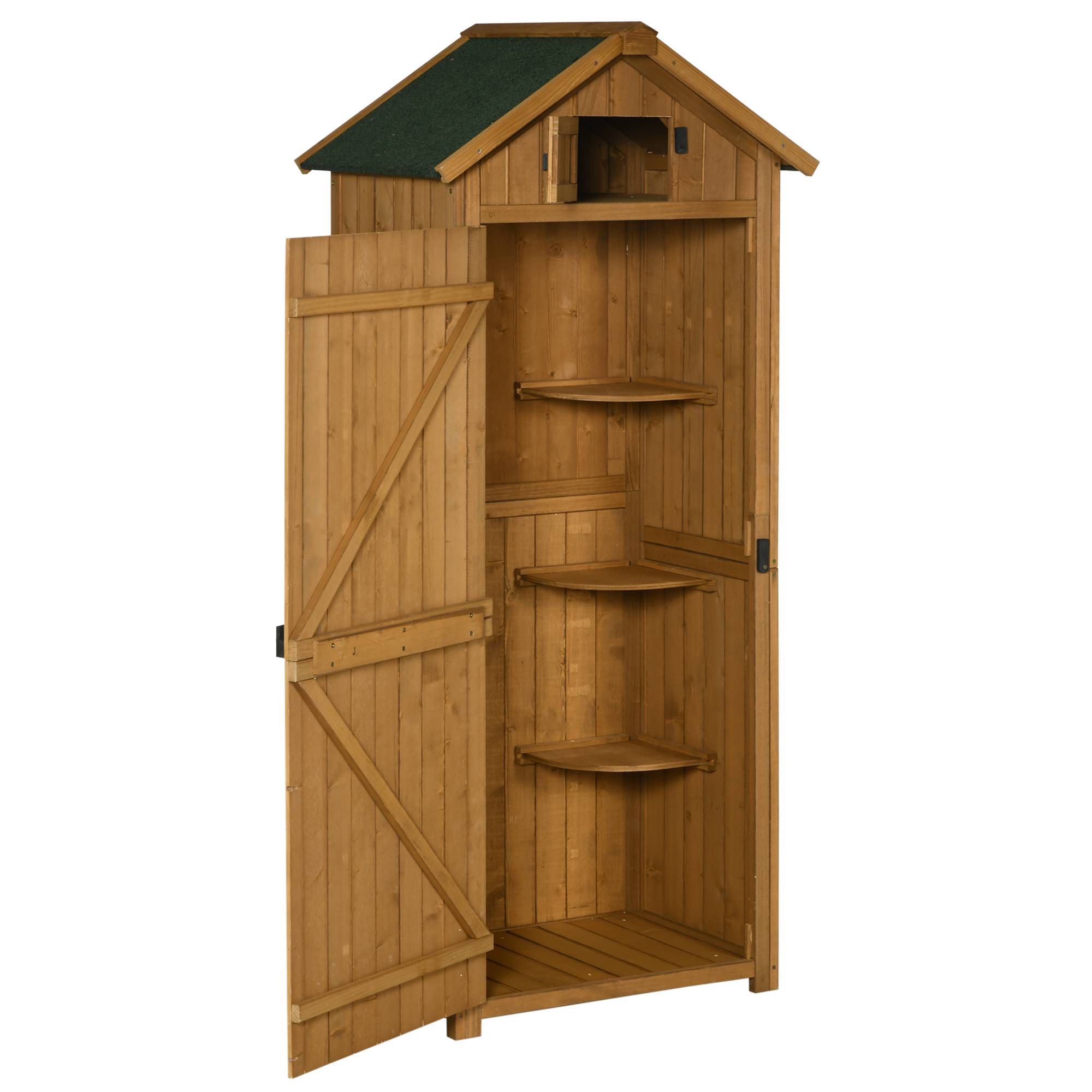 Armoire de jardin en bois extérieur rangement outils toit étanche 77x54x179cm - ComfortXL Outdoor Living - Image 2