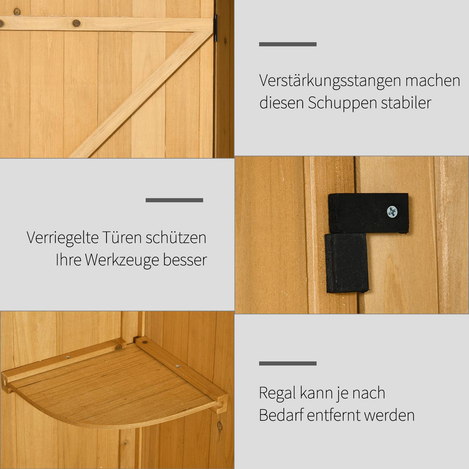 Armoire de jardin en bois extérieur rangement outils toit étanche 77x54x179cm - ComfortXL Outdoor Living - Image 6