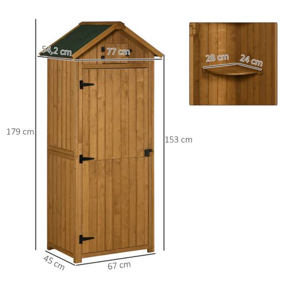 Armoire de jardin en bois extérieur rangement outils toit étanche 77x54x179cm - ComfortXL Outdoor Living - Image 3