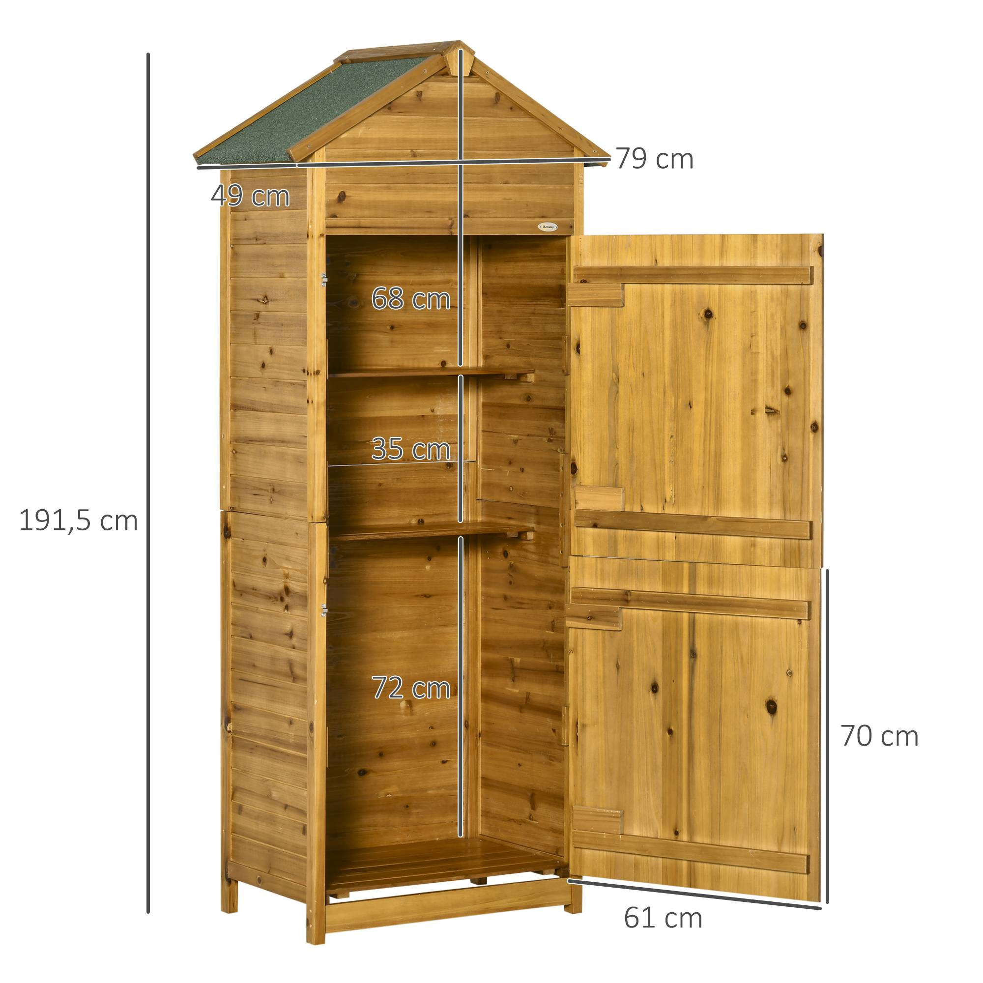 PANGIVO - Abri de jardin en bois naturel, avec 2 étagères, 79 x 49 x 191,5 cm - PANGIVO - Image 3