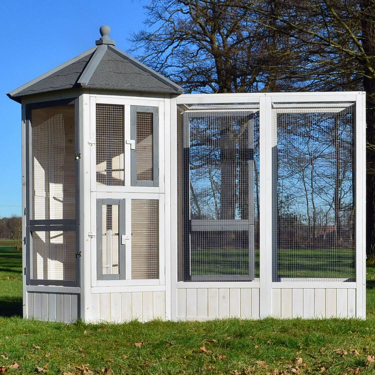 Volière Cage à oiseaux en bois de haute qualité Maison principale et Extension  Modèle Luise 309et 310 - Image 4