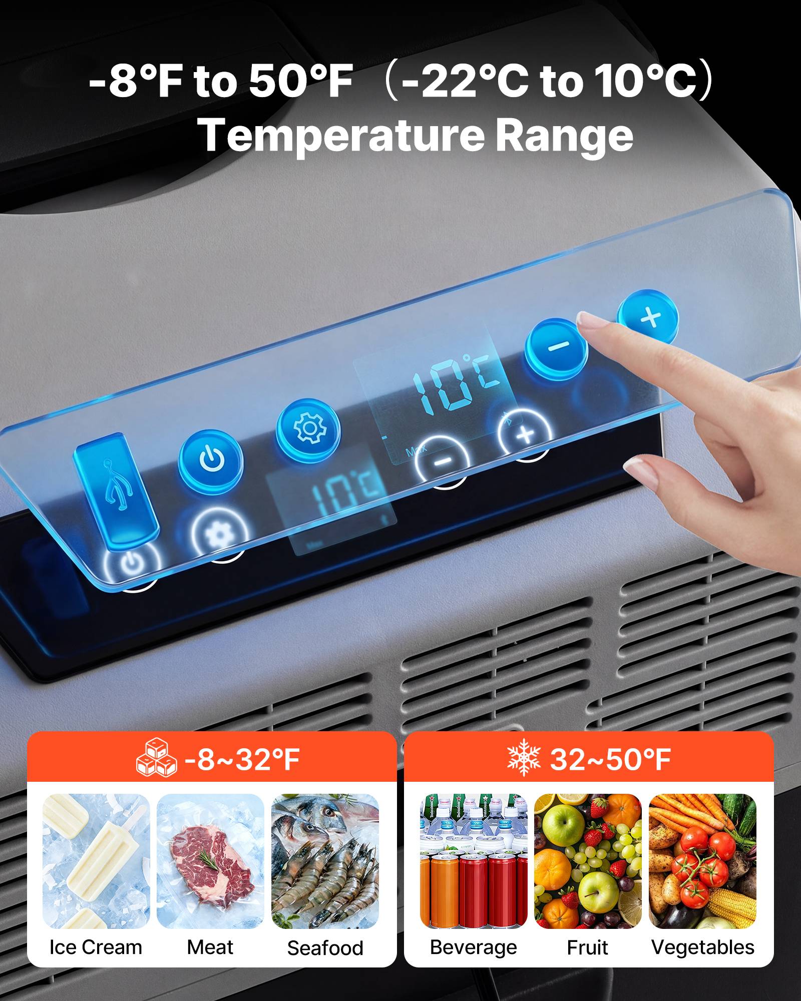 Vevor - VEVOR Glacière électrique 50 L, portable à roulettes, 12/24 V et 100–240 V, compresseur -22 à 10 °C, contrôle via application. - Image 3