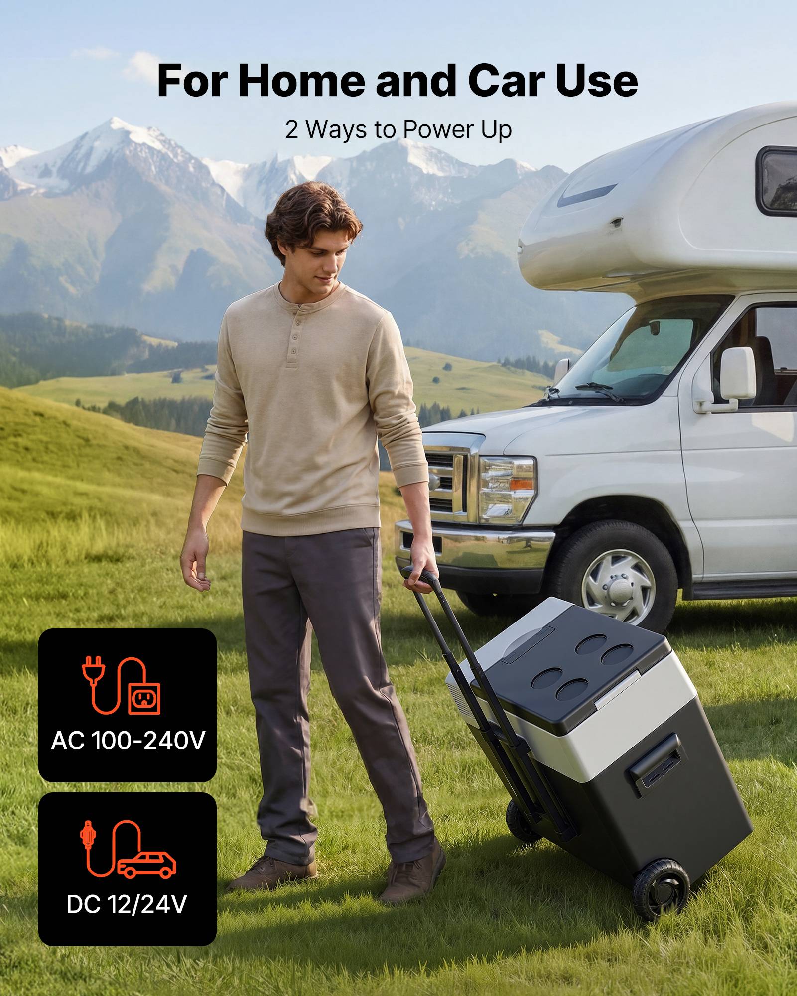 Vevor - VEVOR Glacière électrique 50 L, portable à roulettes, 12/24 V et 100–240 V, compresseur -22 à 10 °C, contrôle via application. - Image 7