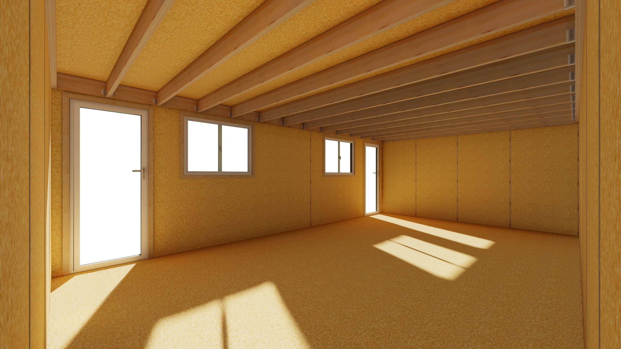 Sans Marque - STUDIO DE JARDIN / 35,8 m2 - 7,75 x 4,62m / Plancher isolé / Bardage Gris / Intérieur OSB / Livraison Gratuite / Studio Français - Image 3