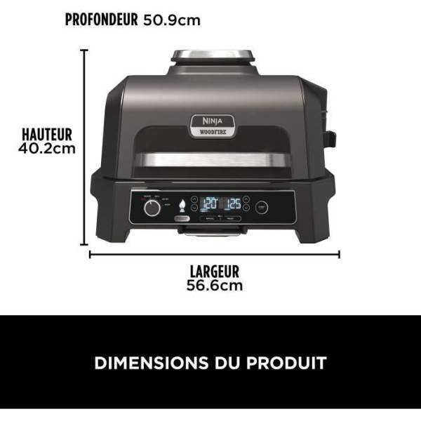 Barbecue Electrique - Grillade  électrique et fumoir NINJA - Woodfire Pro XL OG850EU - 4 programmes de cuisson - Thermosonde intégrée - Image 2