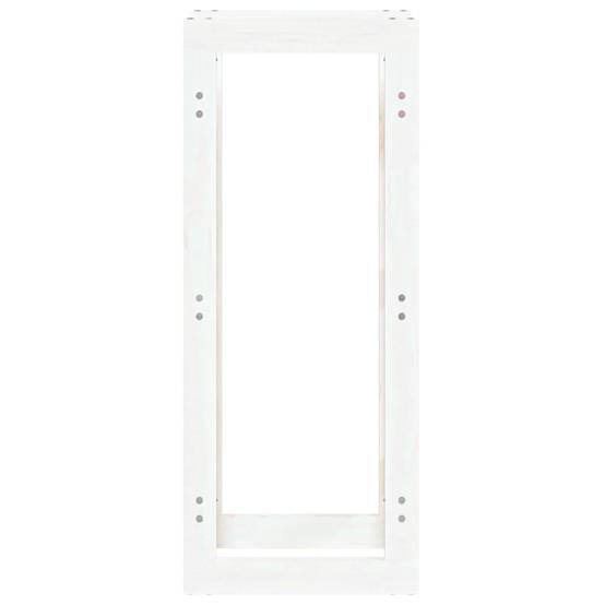 Range-bûches intérieur Bois de Pin Massif Stockage vertical pour Cheminée 41x25x100 cm Blanc - ComfortXL Outdoor Living - Image 5