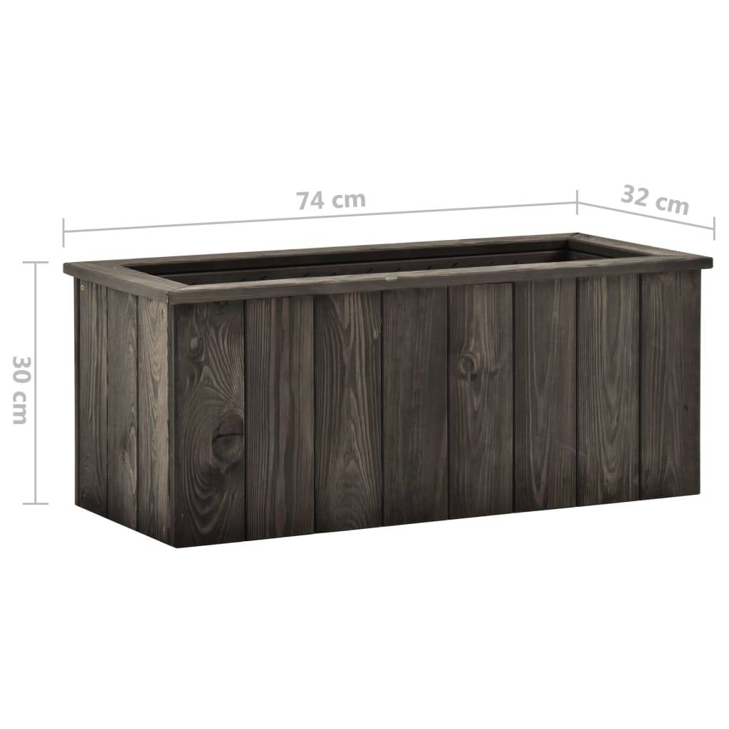 Jardinière lit surélevé plantes fleurs jardin 74 x 32 x 30 cm bois de pin massif gris foncé - Image 5