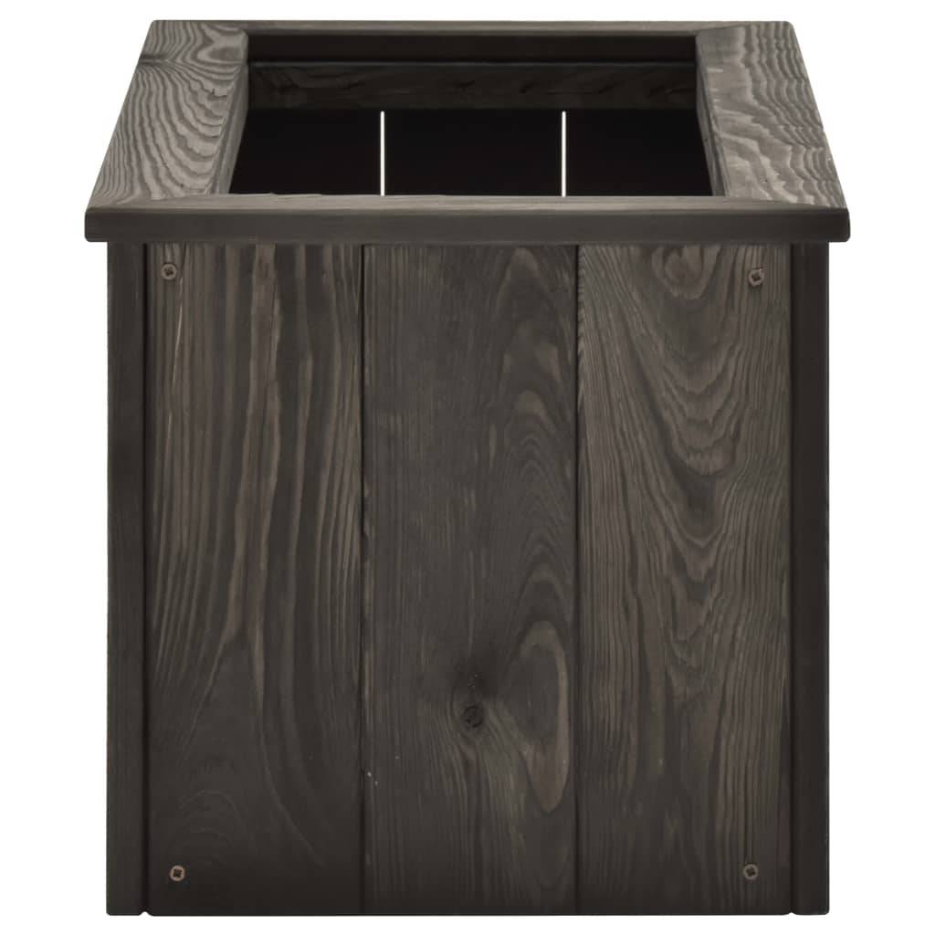 Jardinière lit surélevé plantes fleurs jardin 74 x 32 x 30 cm bois de pin massif gris foncé - Image 3