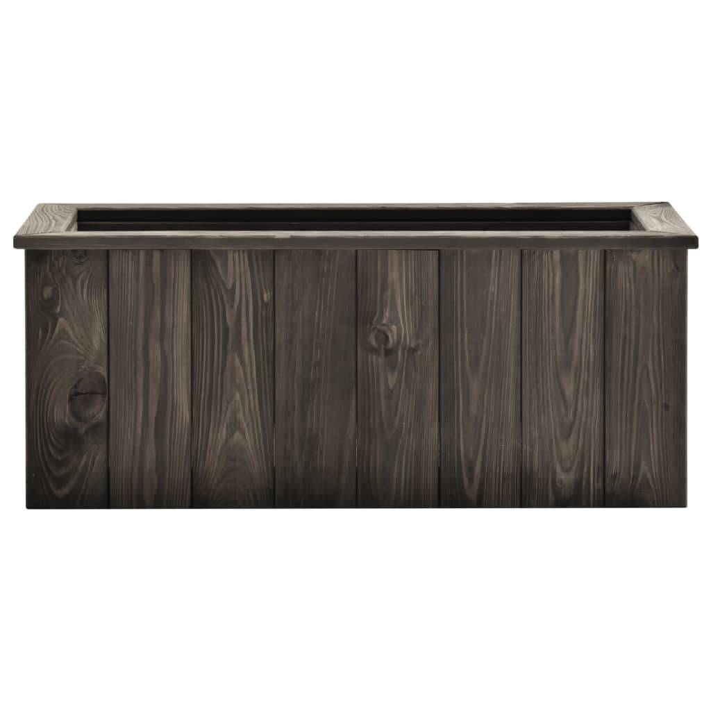 Jardinière lit surélevé plantes fleurs jardin 74 x 32 x 30 cm bois de pin massif gris foncé - Image 2