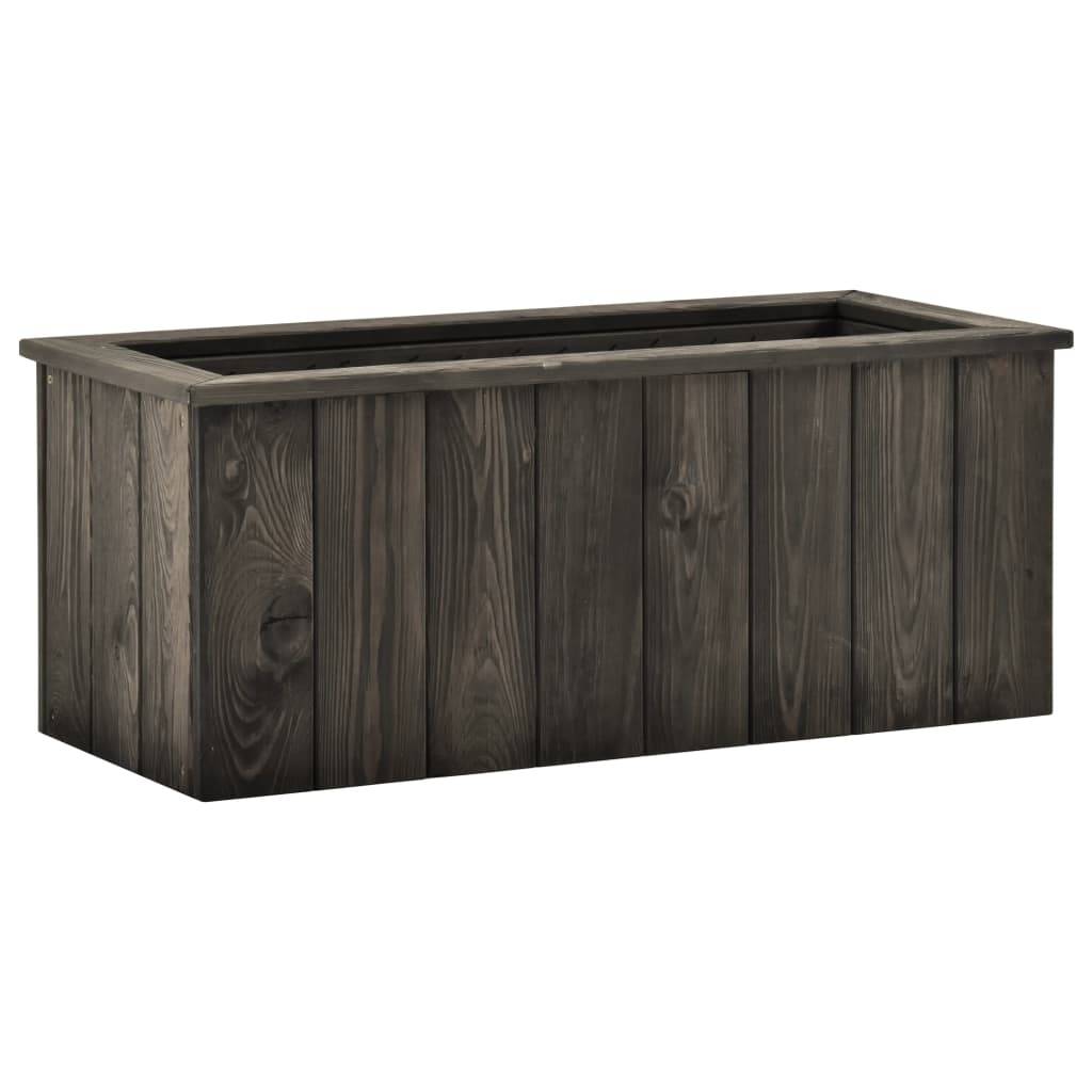 Jardinière lit surélevé plantes fleurs jardin 74 x 32 x 30 cm bois de pin massif gris foncé - Image 1