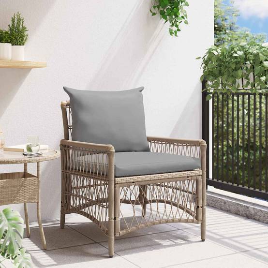 Chaise bois composite 1 places rotin beige 73 x 61 x 77 cm - Prolenta premium p390.1 - Image 3