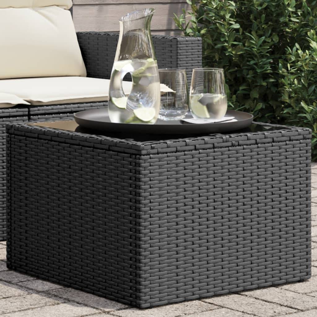 PANGIVO - Table de jardin résine tressée verre noir 55 x 55 x 37 cm - PANGIVO - Image 1