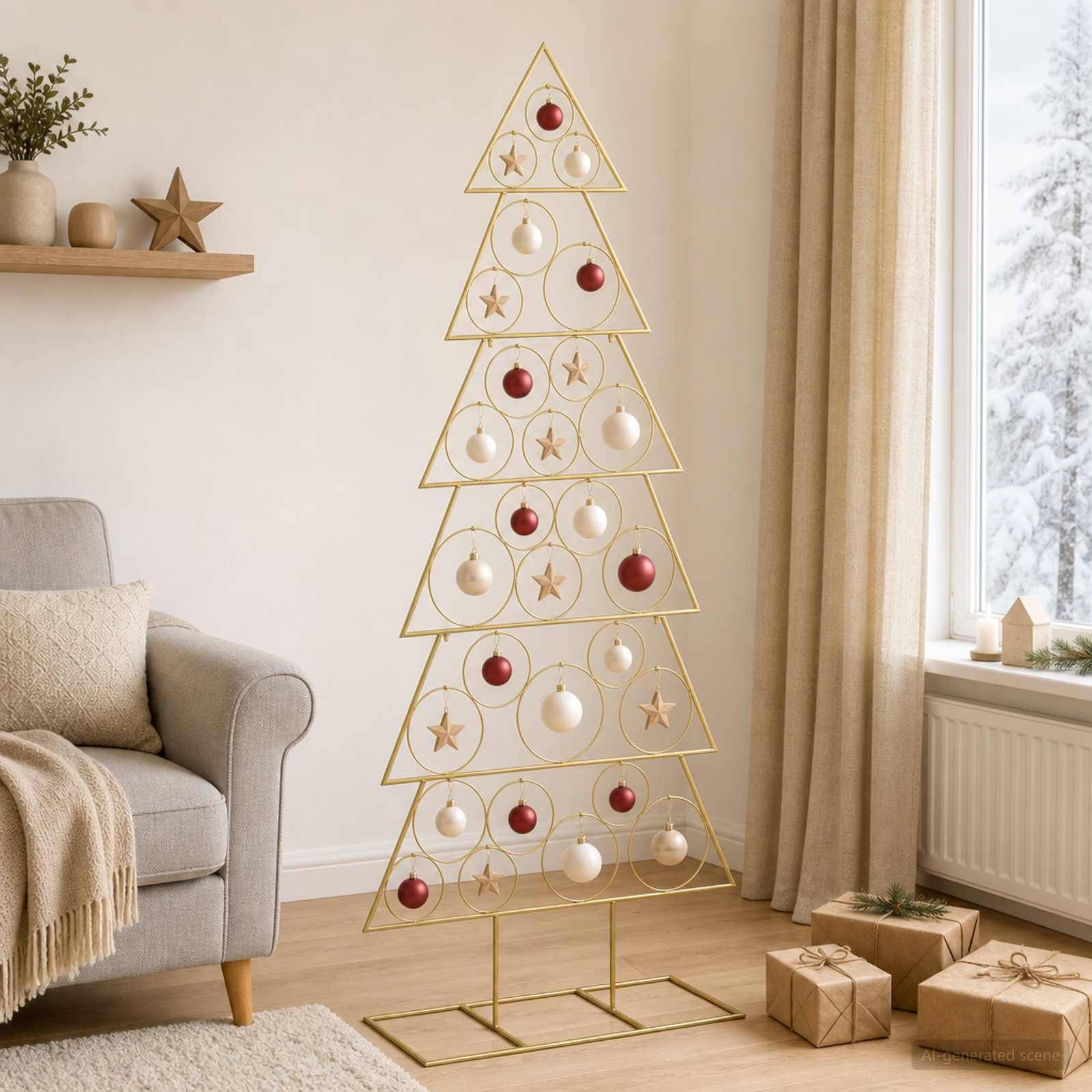 Vidaxl - Sapin de Noël en métal avec support KUOPIO 180 cm Acier Doré vidaXL 42053947 - Image 1