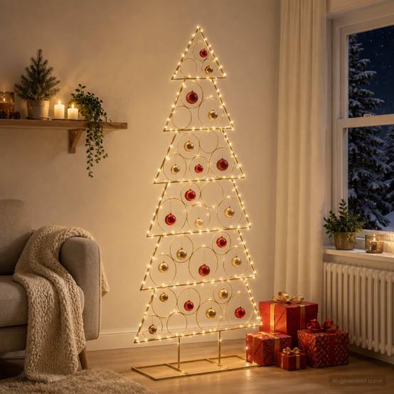 Vidaxl - Sapin de Noël en métal avec support KUOPIO 180 cm Acier Doré vidaXL 42053947 - Image 4