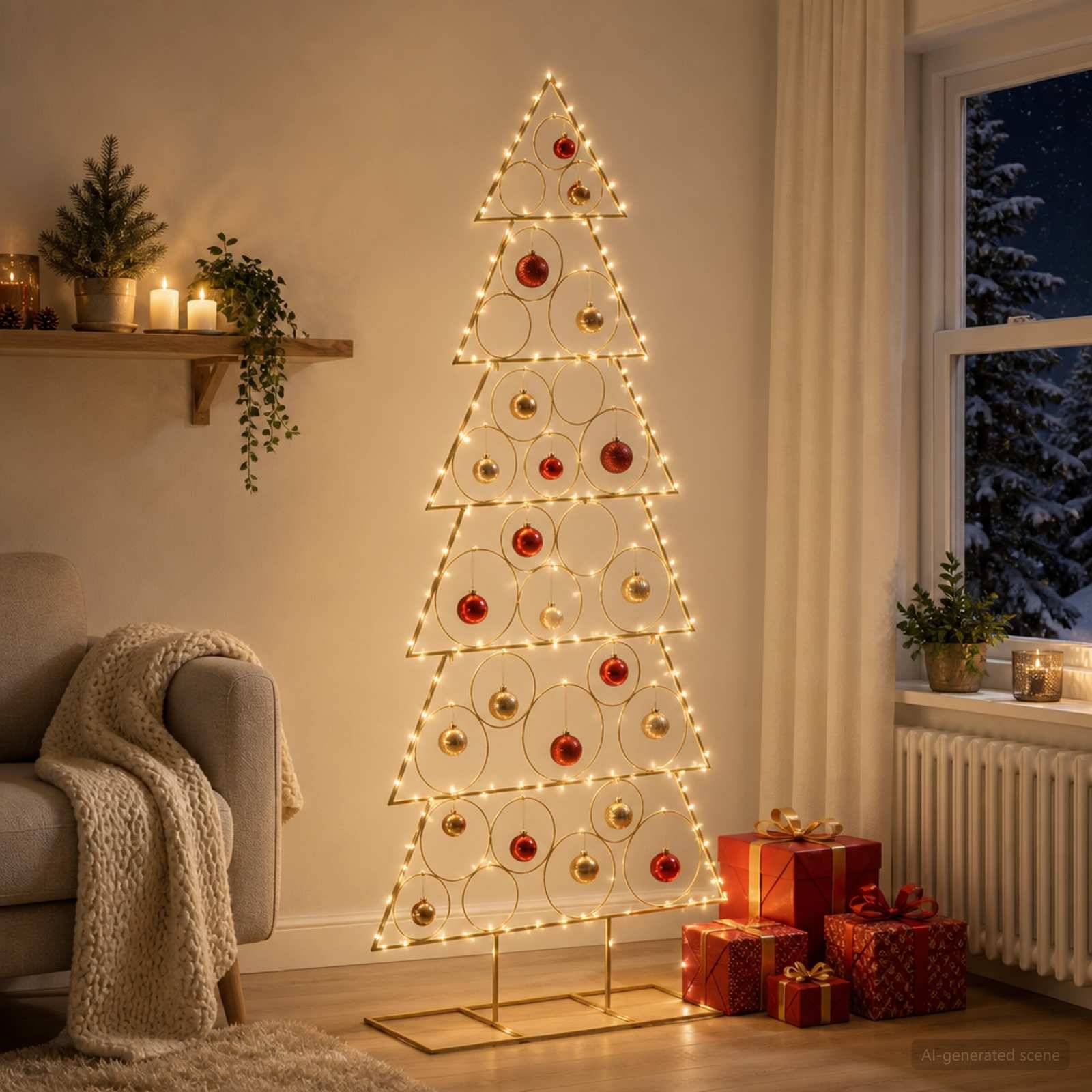 Vidaxl - Sapin de Noël en métal avec support KUOPIO 180 cm Acier Doré vidaXL 42053947 - Image 4
