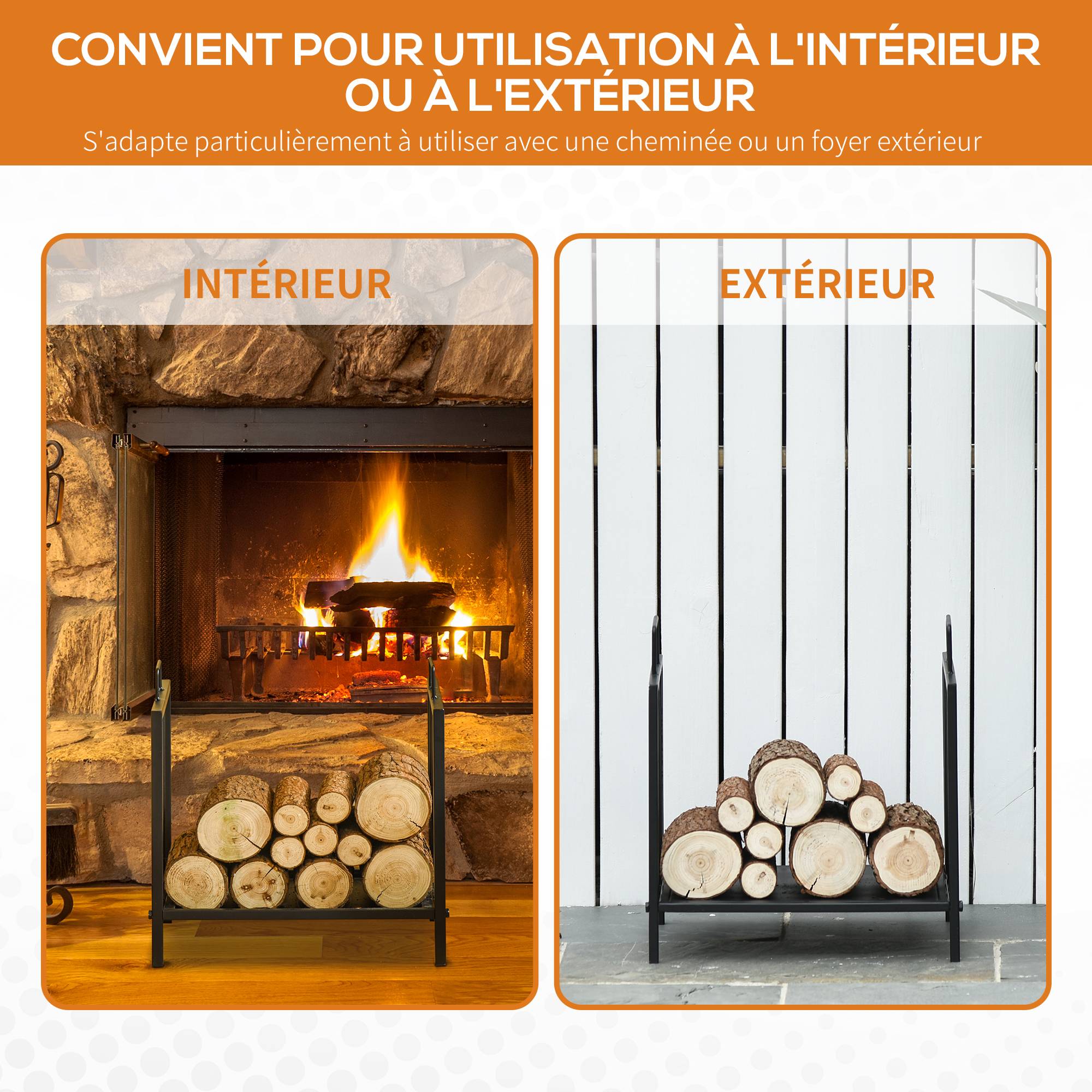 ComfortXL - Porte-bûches métal noir 44 x 33 x 46 cm intérieur rangement bois cheminée 15 kg - ComfortXL Outdoor Living - Image 6