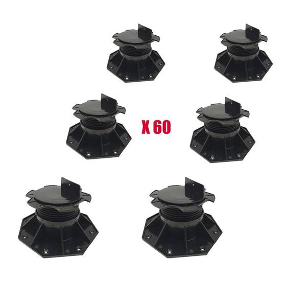 CARTON DE 60 PLOTS RÉGLABLES 60 À 138 MM POUR TERRASSE BOIS ET COMPOSITE - Coloris - Noir - Image 1