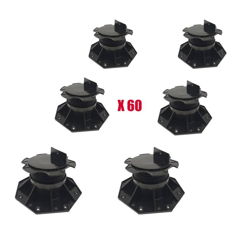CARTON DE 60 PLOTS RÉGLABLES 60 À 138 MM POUR TERRASSE BOIS ET COMPOSITE - Coloris - Noir - Image 1