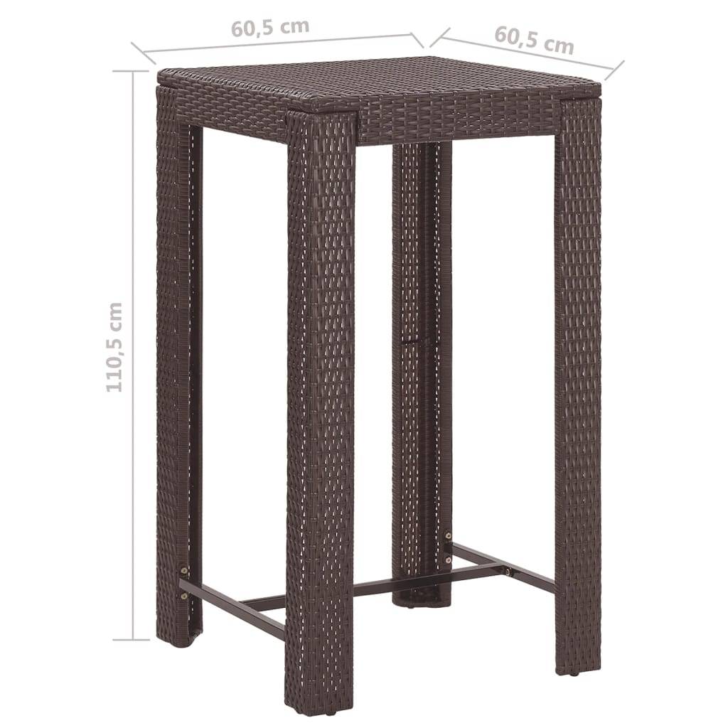 Helloshop26 - Ensemble bar de jardin 5 pièces et coussins résine tressée marron - Image 7