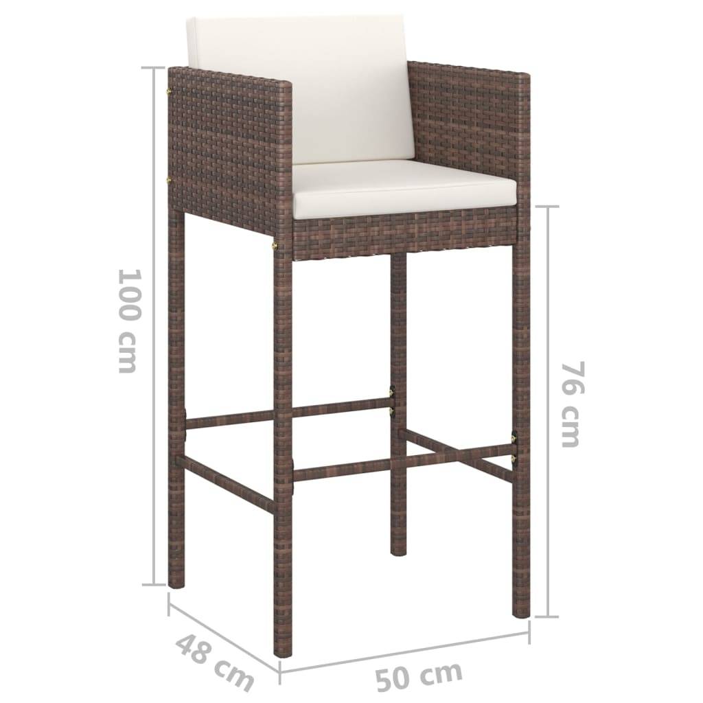 Helloshop26 - Ensemble bar de jardin 5 pièces et coussins résine tressée marron - Image 6