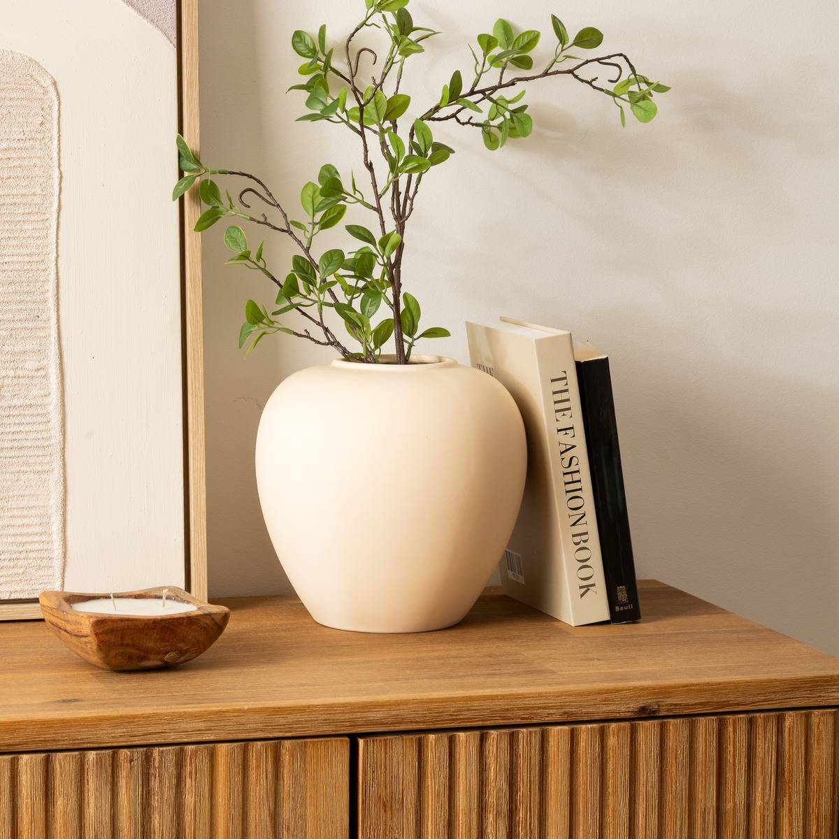 Atmosphera - Vase boule Rily céramique beige H22cm - Atmosphera Créateur d'intérieur - Image 1