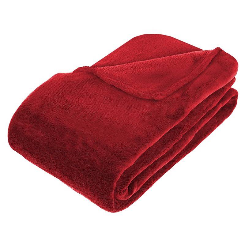 Plaid grand modèle microfibre 180x230 cm rouge Atmosphera - Image 1