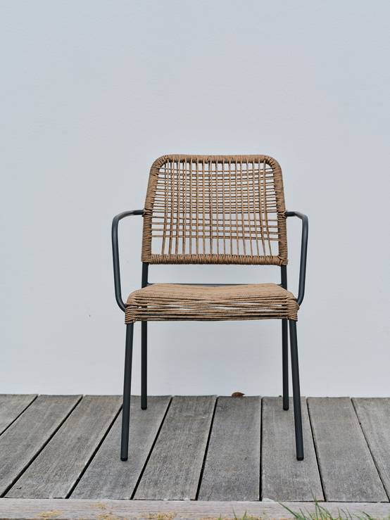 Fauteuil de jardin empilable en corde et acier - Gris anthracite - MARCEAU - Image 4
