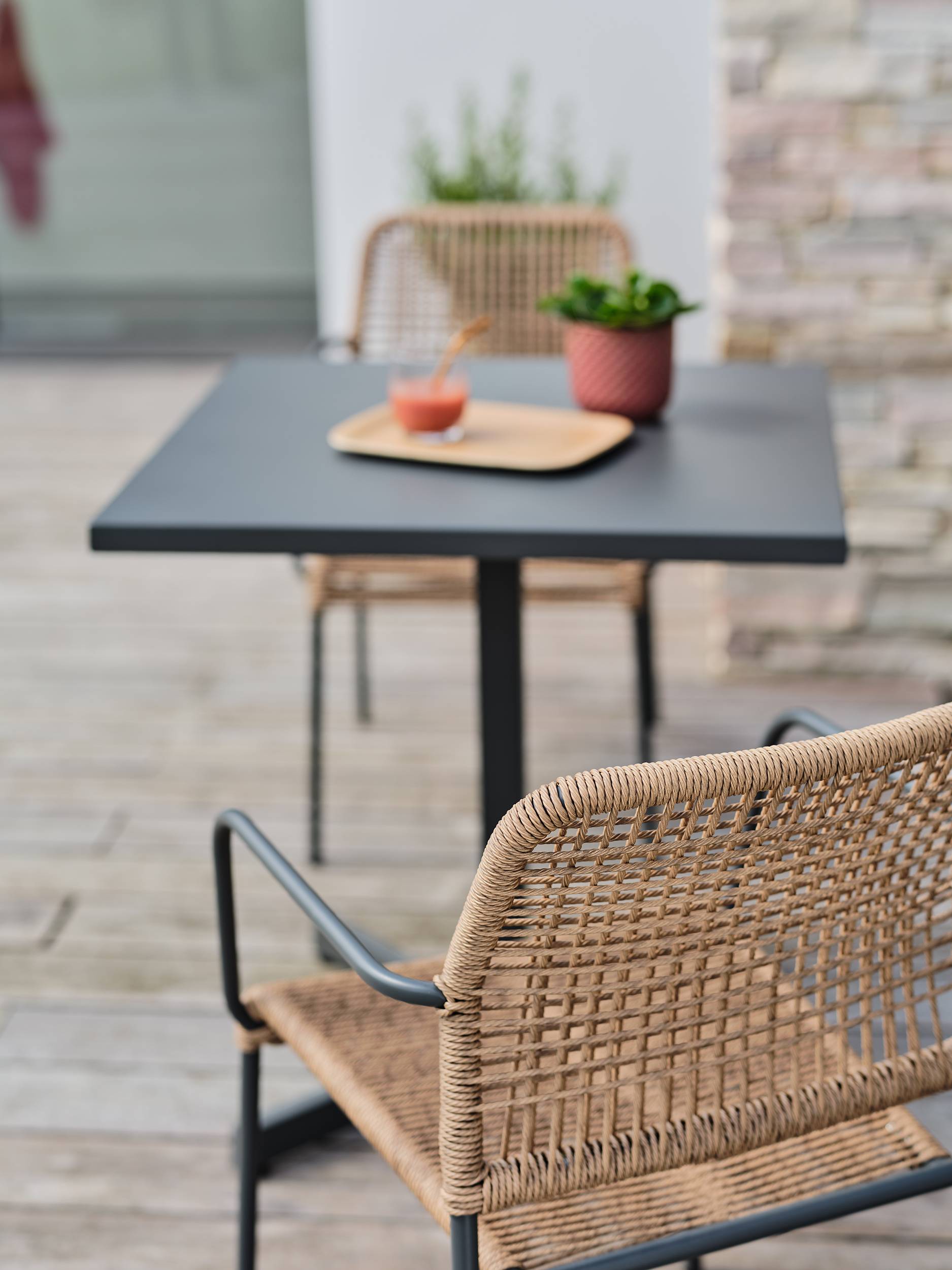 Fauteuil de jardin empilable en corde et acier  - Gris anthracite - MARCEAU - Image 5