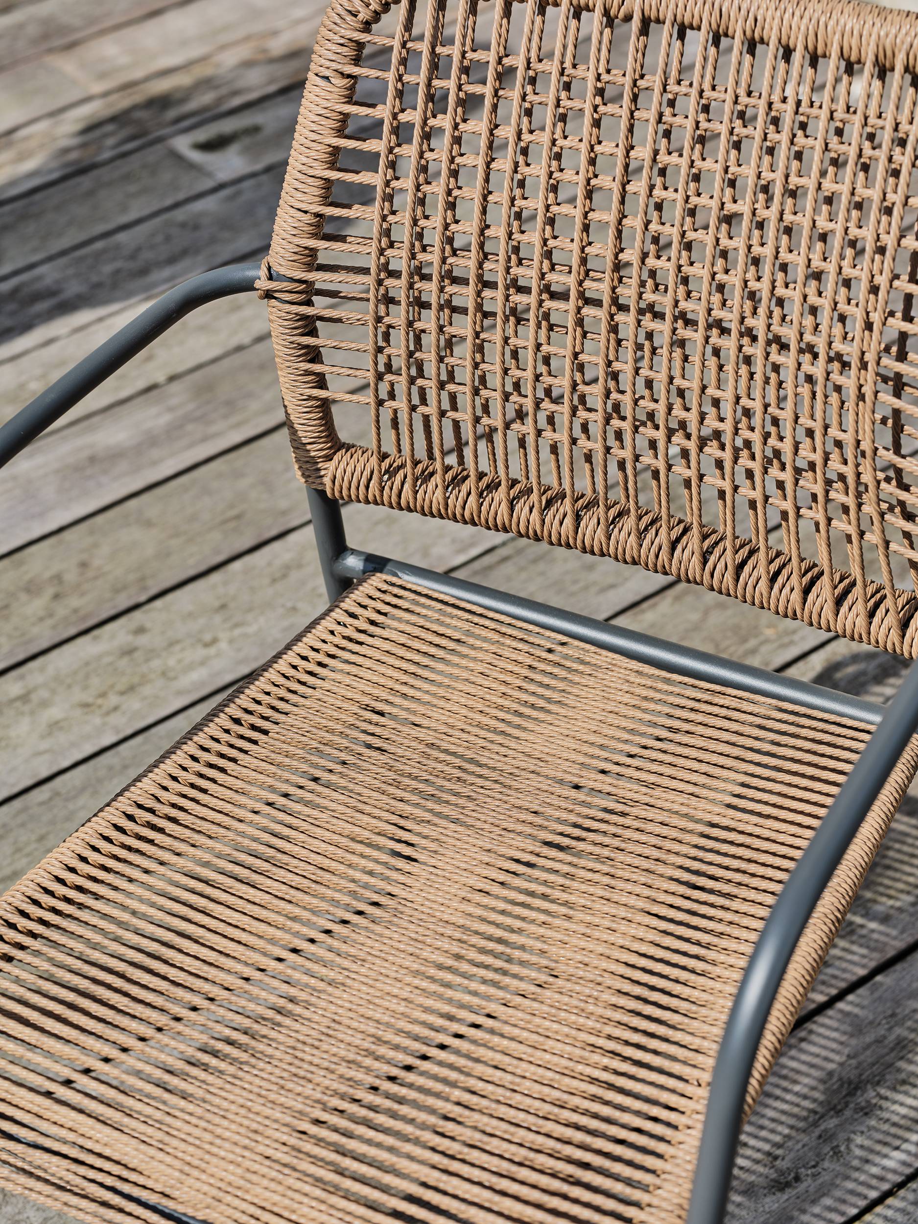 Fauteuil de jardin empilable en corde et acier  - Gris anthracite - MARCEAU