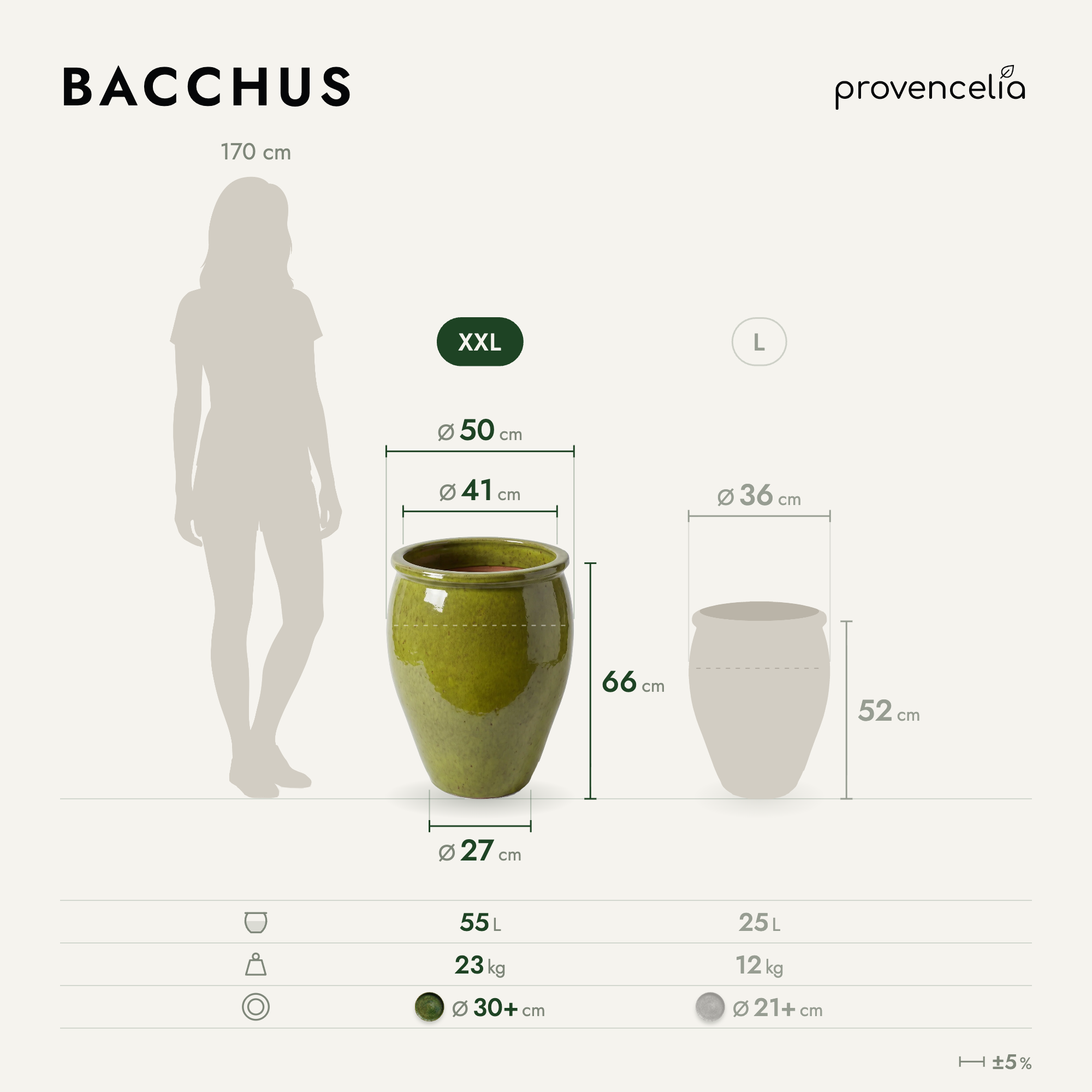 Provencelia - Pot BACCHUS 50x68cm vert tropical - Image 2