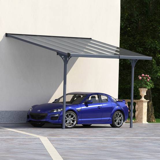 Pergola adossée ajustable aluminium anthracite 9,56 m² avec pattes de fixation X-METAL - Image 2