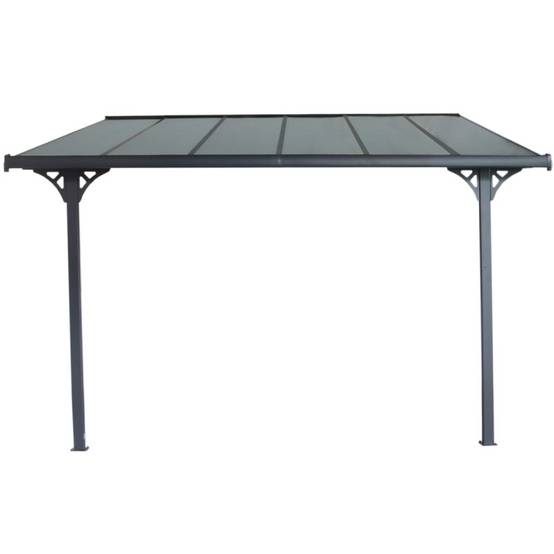 Pergola adossée ajustable aluminium anthracite 9,56 m² avec pattes de fixation X-METAL - Image 3