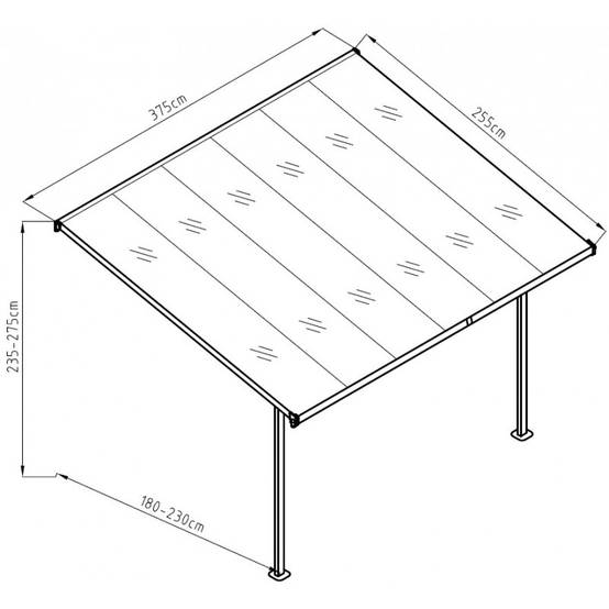 Pergola adossée ajustable aluminium anthracite 9,56 m² avec pattes de fixation X-METAL - Image 5
