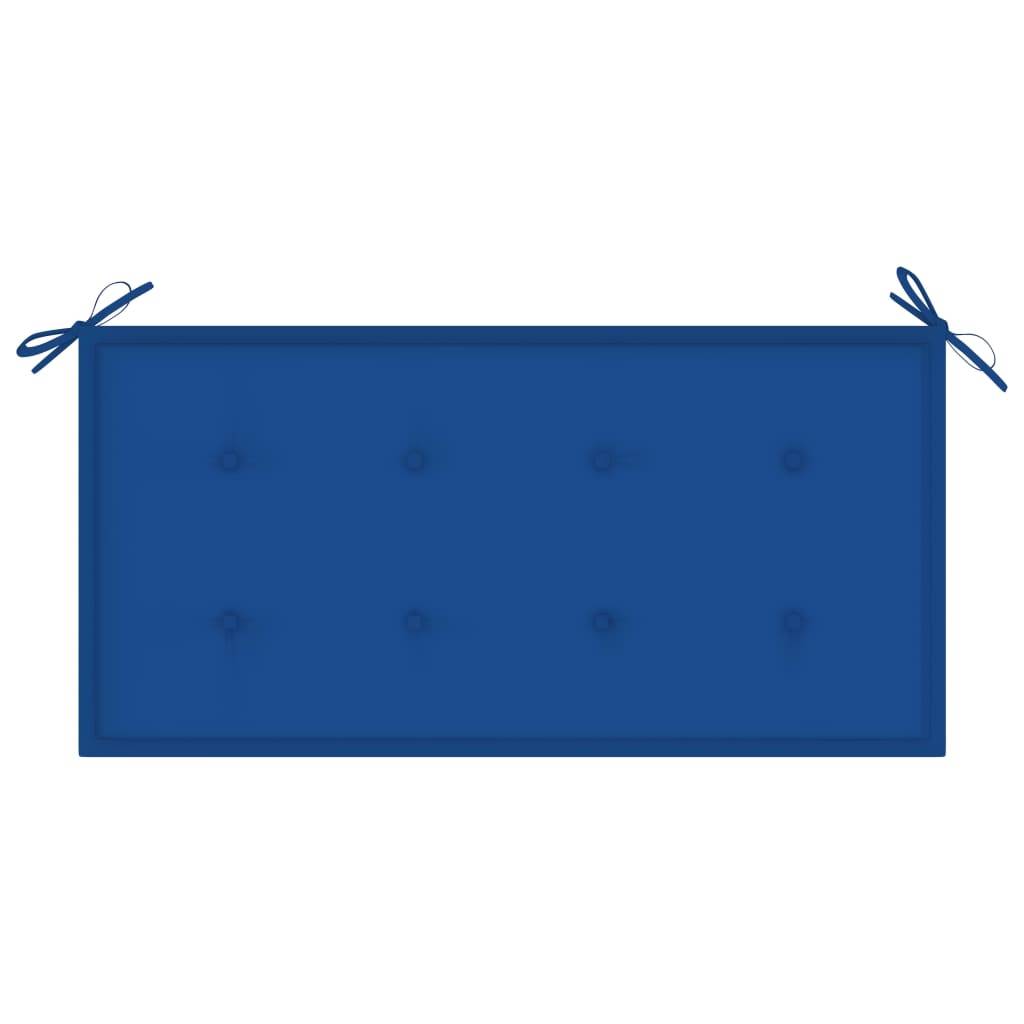 Helloshop26 - Banc de jardin meuble de patio d'extérieur terrasse et coussin bleu royal 112 x 55 x 94 cm bois de teck massif - Image 6