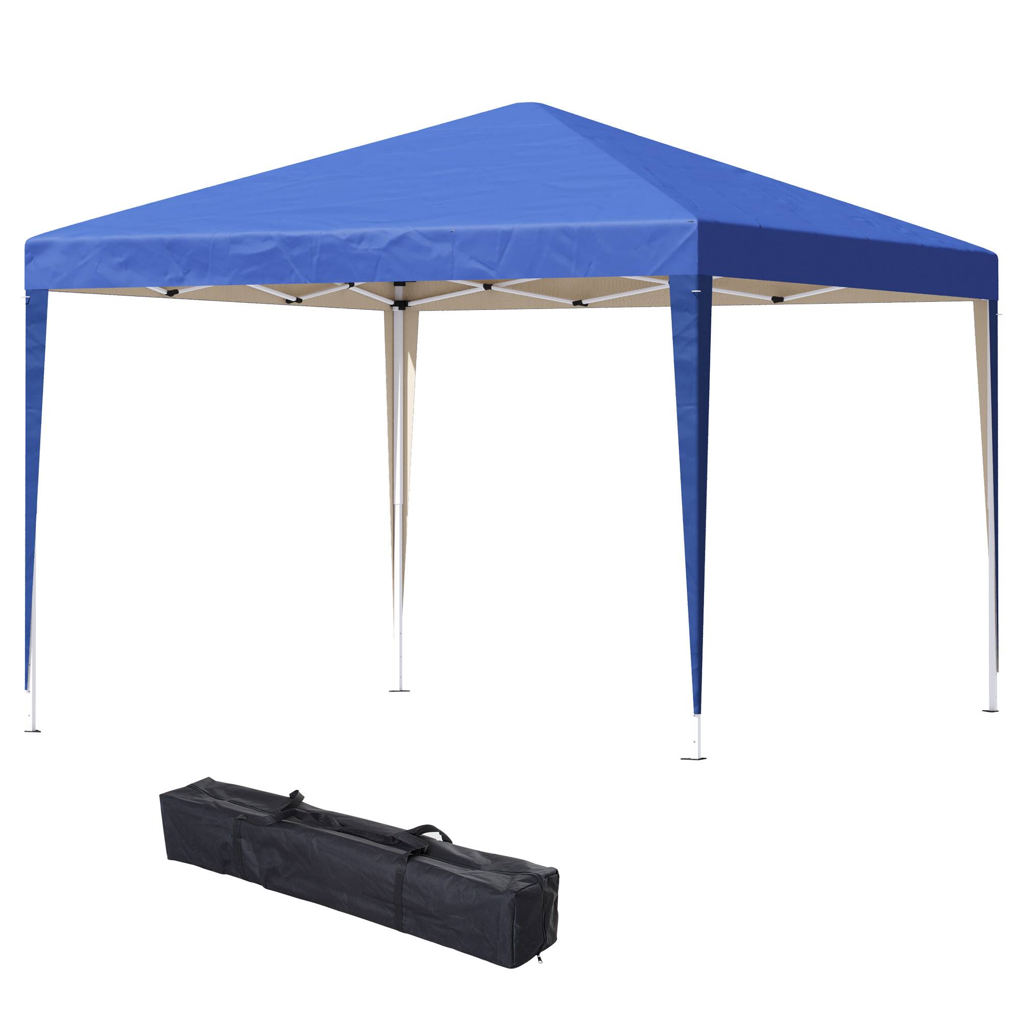 Tente gazebo pliable 3x3m avec 3 niveaux de hauteur réglables, toile anti-UV et sac de transport (bleu) - Image 2