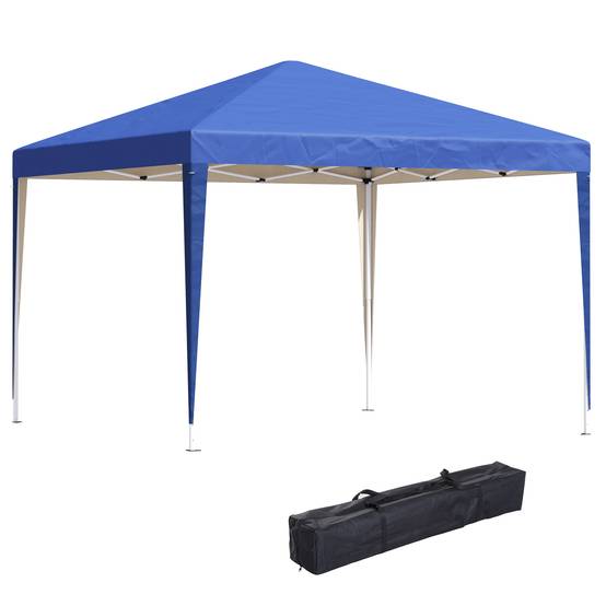Tente gazebo pliable 3x3m avec 3 niveaux de hauteur réglables, toile anti-UV et sac de transport (bleu) - Image 1